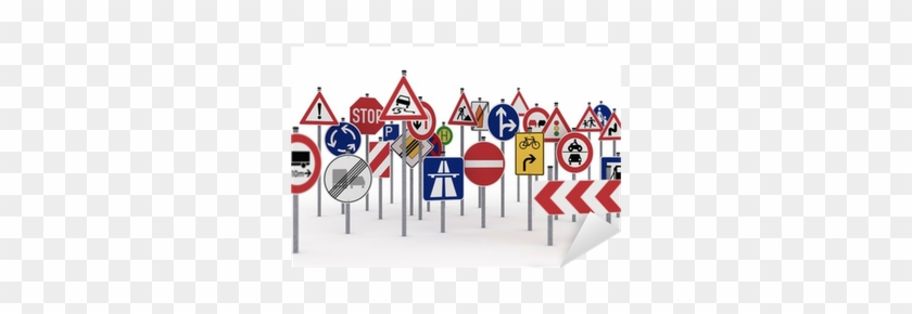 A Lot Of Traffic Signs Over White Background Sticker - Lot Of Street Signs #1678890