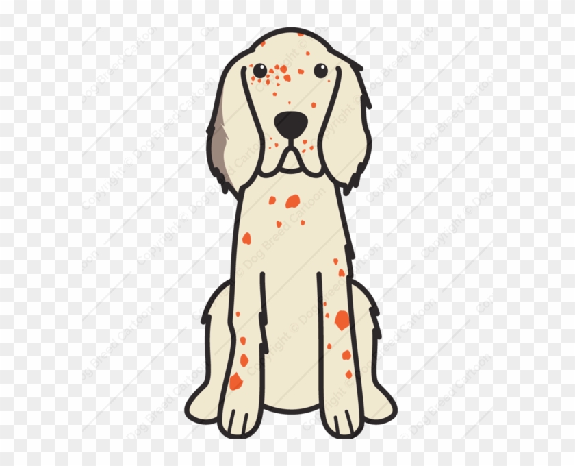 English Setter Cartoon - Perro Animado Blanco Y Negro #1681018