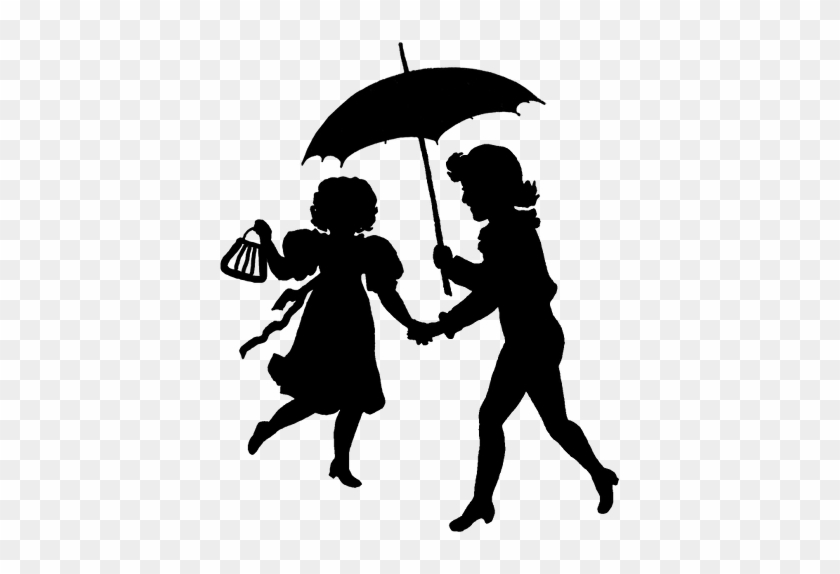 About My Design - Two Girls Under A Umbrella Silhouette #257501