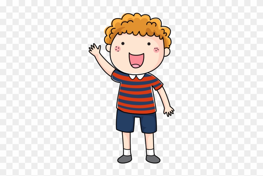 Clipart Ağzı Açık Elini Kaldıran Erkek Çocuk - 卡通 男孩 #257772