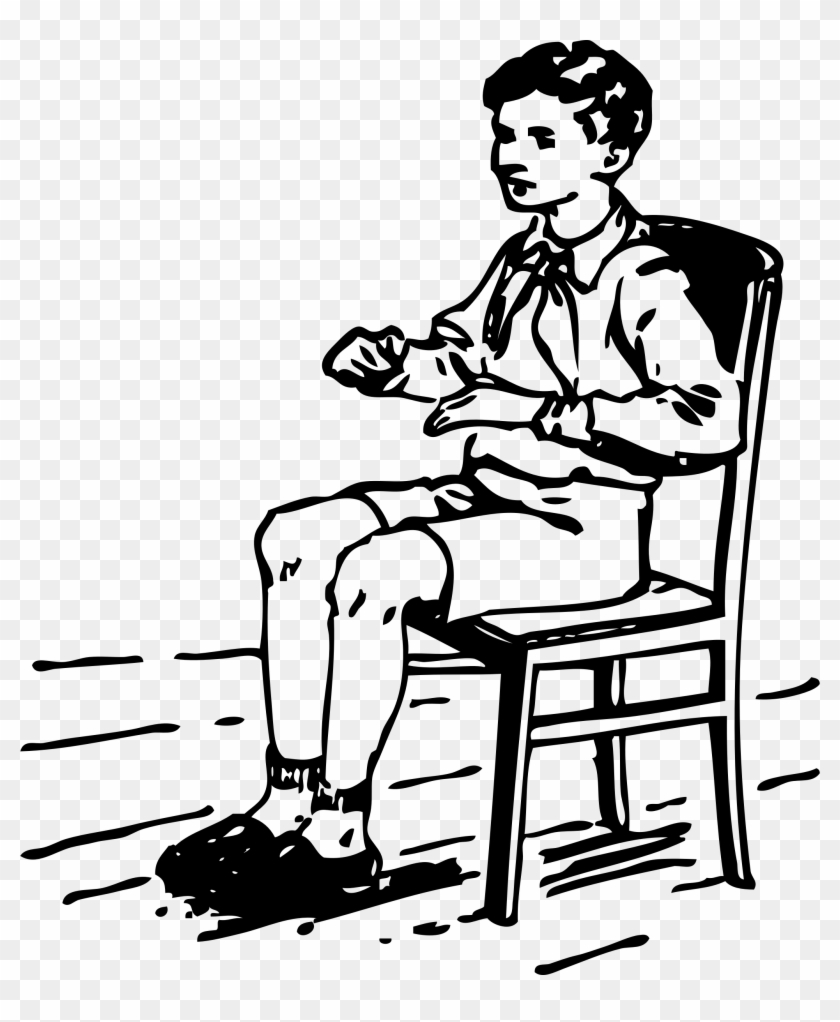 Boy Sitting In Chair - Sitting Clip Art Black And White #258135