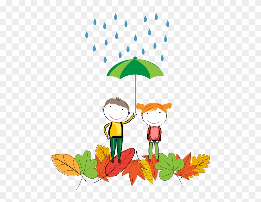 Clipart Yağmur Altında Şemsiyeli Çocuklar - Clipart Yağmur #258811