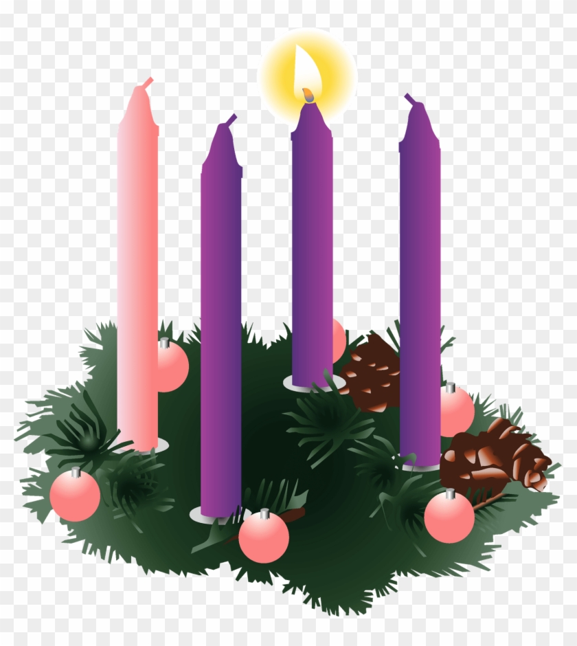 Banner Transparent Stock Four Purple Advent Candles - Advent Wreath First Sunday #1683253