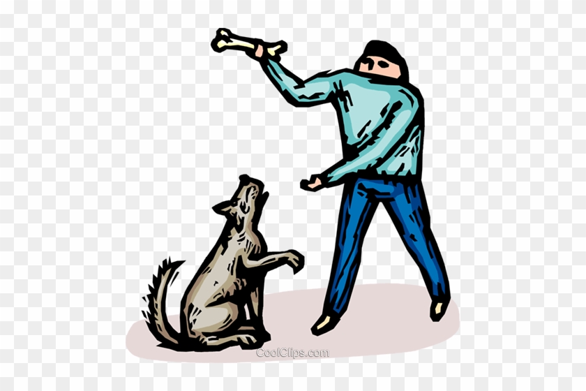 Man With A Dog And A Bone Royalty Free Vector Clip - Man With A Dog And A Bone Royalty Free Vector Clip #1683880