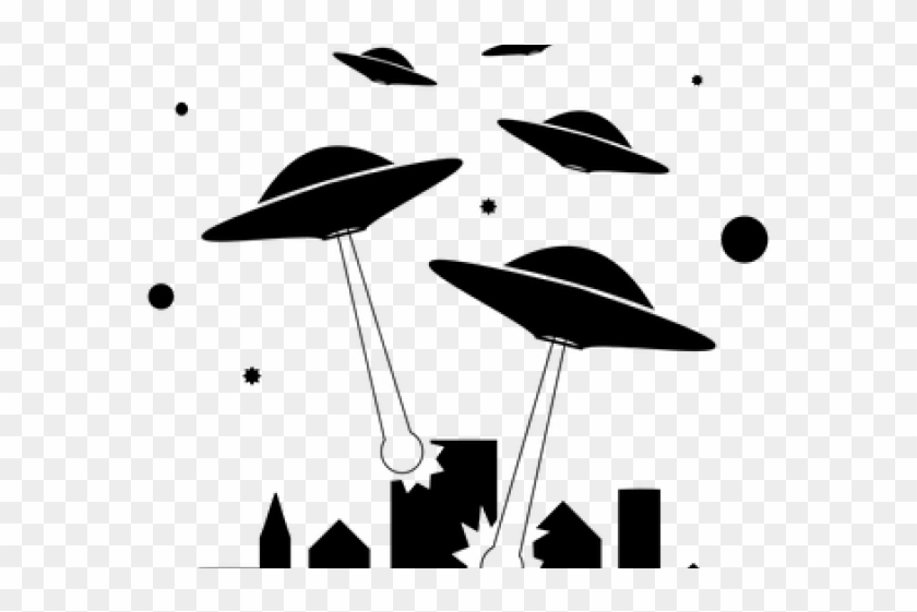 Military Clipart Invasion - Ufo Clipart Black And White #1690151