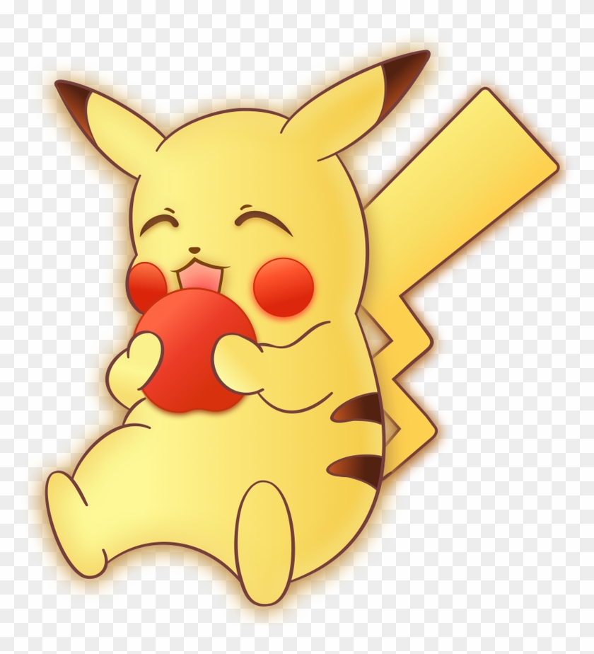 Pikachu Apple Nom By Pockycrumbs - Cartoon #1692893