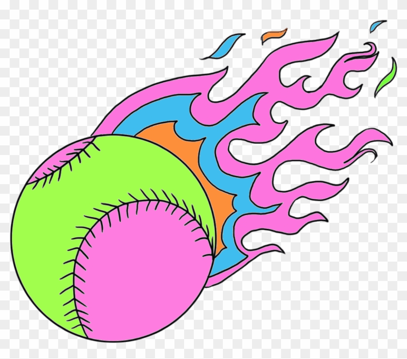 For The Fire Dragons Bright Flaming Softball Fire Dragon, - Draw A Baseball #1694678