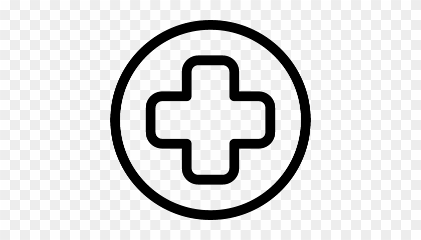 First Aid Cross In A Circle Vector - Ambulances Clipart Black And White #1695953