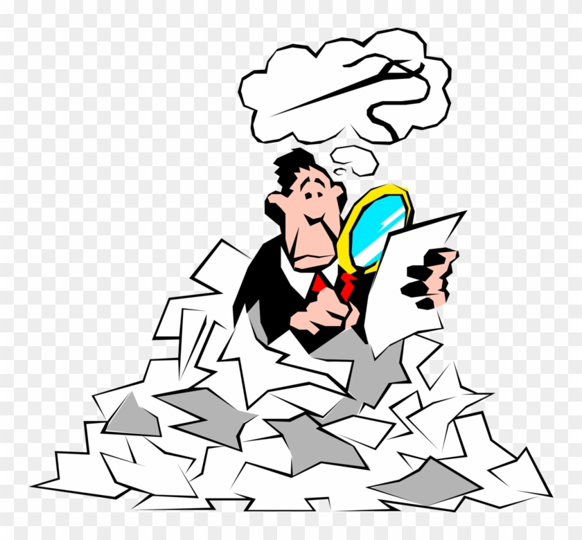 Vector Illustration Of Businessman Looking For Needle - Finding Needle In A Haystack Clipart #1696614
