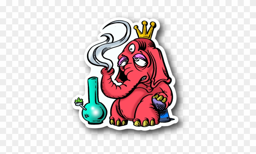 King Elephant Hitting The Bong Sticker - Ảnh Cần Sa Hoạt Hình #1701384
