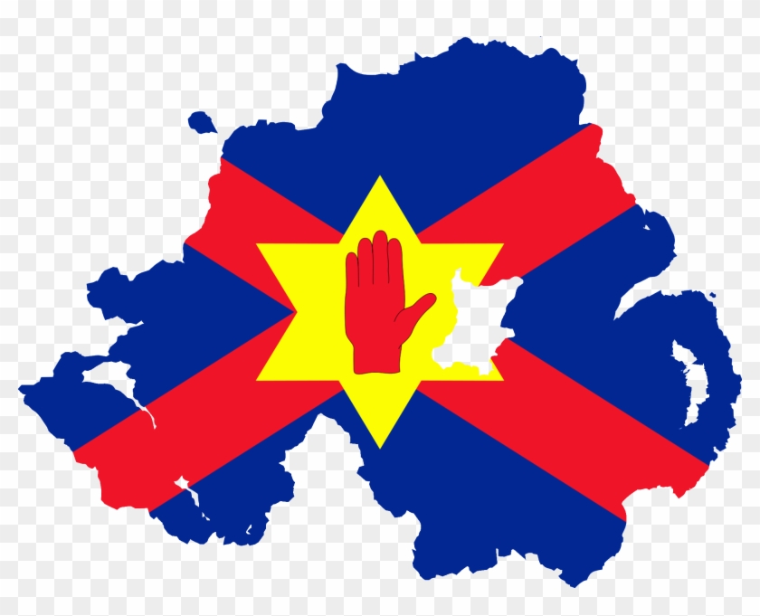 Flag Map Of Northern Ireland - Northern Ireland Map Vector #1703120