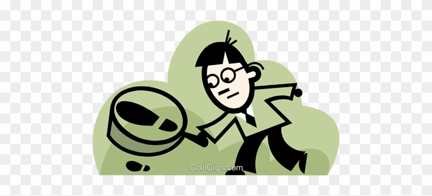 Man Following Clues Royalty Free Vector Clip Art Illustration - Investigacion En La Escuela #1703450