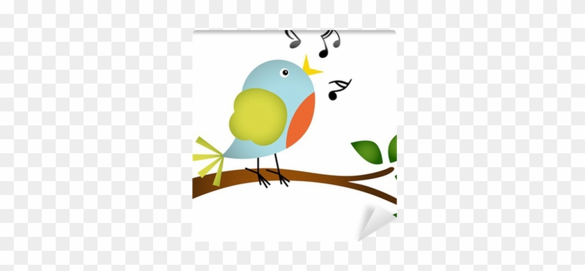 Little Bird Singing On A Tree Branch Wall Mural • Pixers® - Passaro No Galho Desenho #1705256