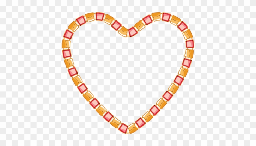 Heart Of Golden Chain With Square Segments And Red - Necklace #1705849