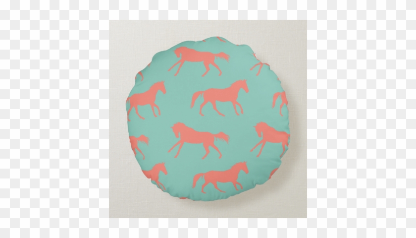 Trotting Horse Holiday Christmas Round Pillow - Reindeer #1707545