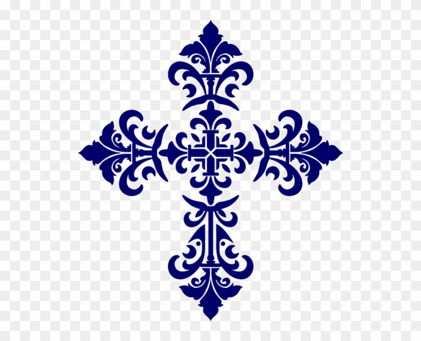 Cs Bcr1 36bl 36"x32" Baroque Cross Blue Porcelain Pool - Baroque Cross Png #1710050