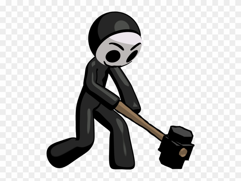 Anarchist Hacker Hitting With Sledgehammer - Cartoon #1715130