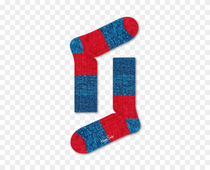 Blue Red Wool Blocked Rib Pattern Happy - Happy Socks Dalahäst #1715381