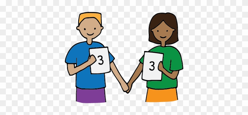 Two People Each Holding Up A Card With The Number 3 - Cartoon #1717479