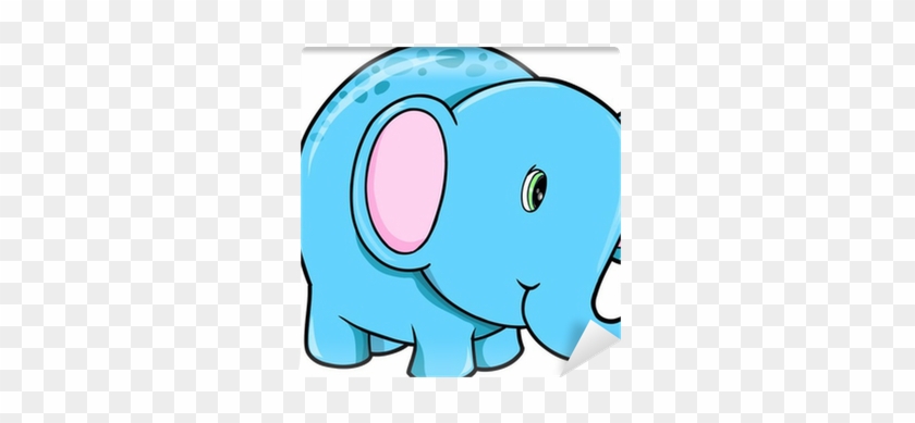 Cute Happy Elephant Animal Vector Illustration Wall - Girl Elephant Cartoon #1717676