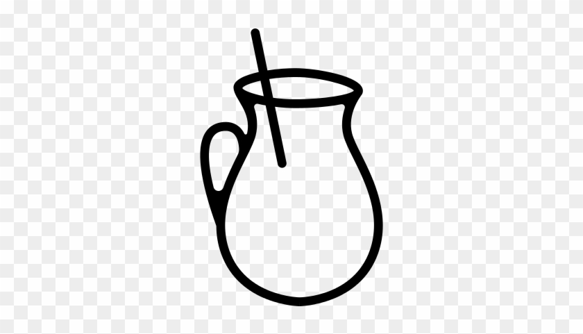 Lemonade In A Jar With Stirrer Vector - Lemonade In A Jar With Stirrer Vector #1729041