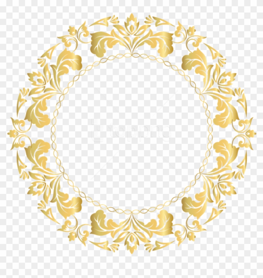 Free Png Download Floral Gold Round Border Frame Clipart - Gold Circle Border Design #1729274