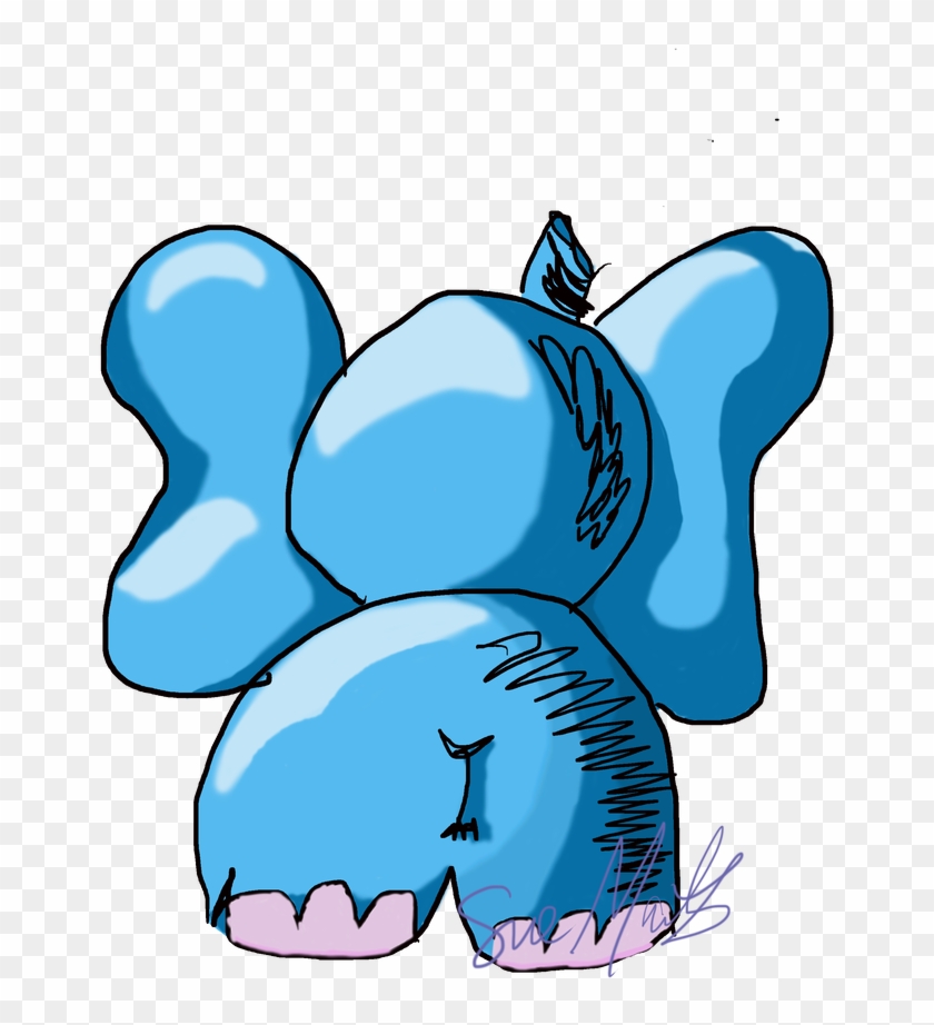 Blue Elephant Butt By Suedidit - Sketch Of Cartoon Baby Elephant #1732576