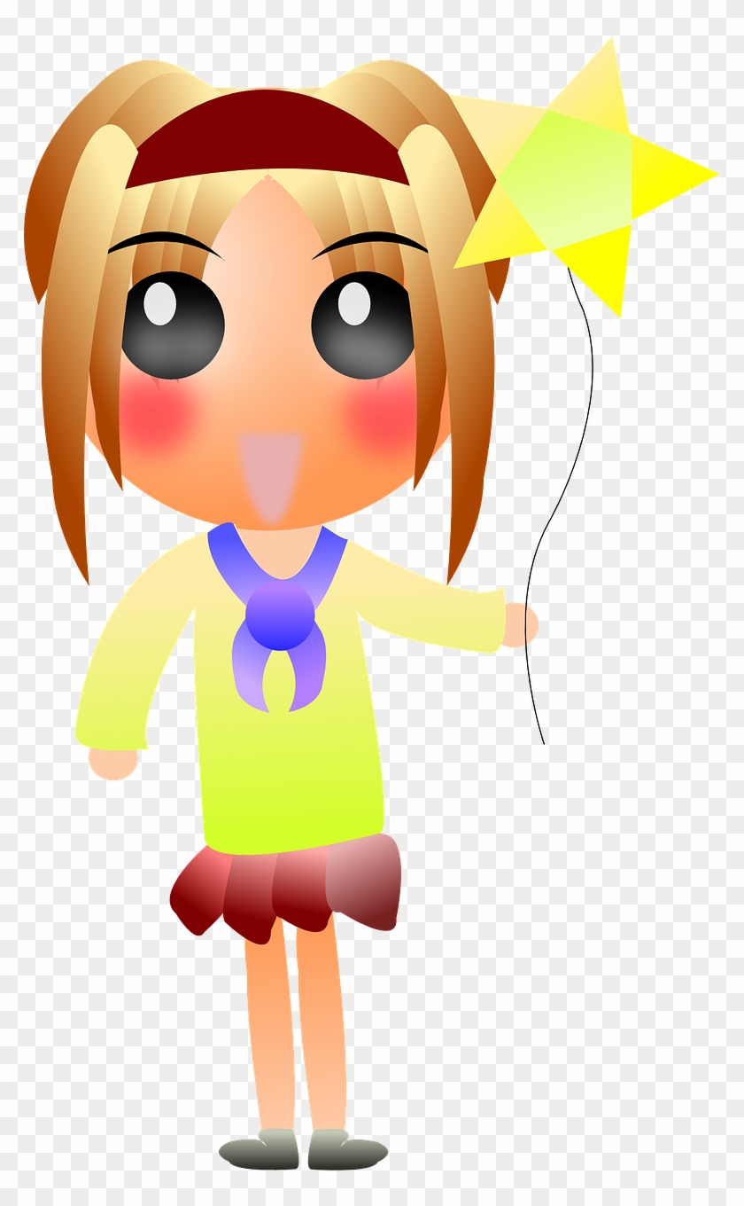 Anime Blonde Girl - Anime Niña Con Globos #1732960