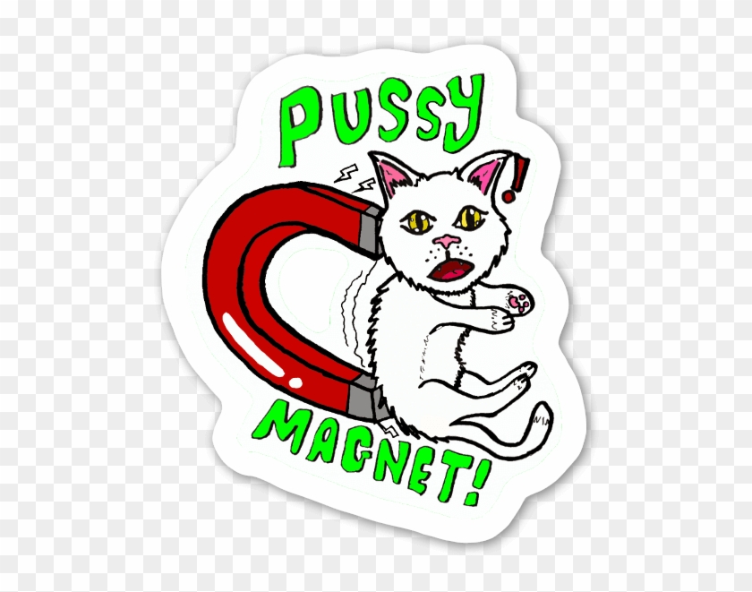 Pussy Magnet Sticker - Cartoon #1736568