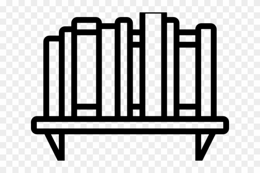 Bookcase Clipart Book Cupboard - Black And White Bookshelf Clipart #1736842