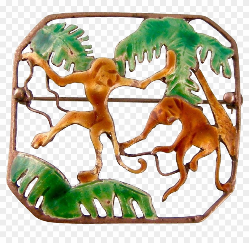 Vintage Enamel And Sterling Silver Animal Brooch By - Wood #1739278