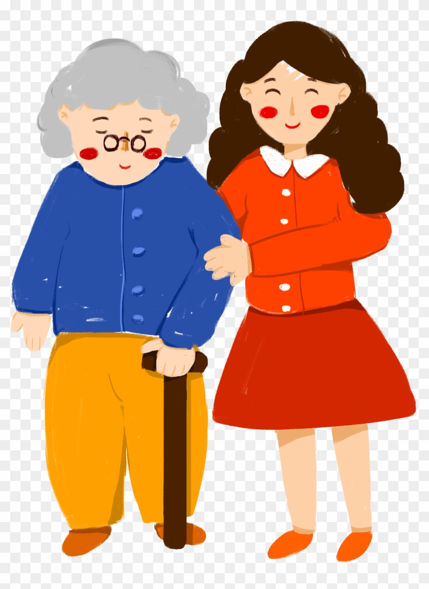 Hand Drawn Cartoon Girl Grandma Png And Psd - Cartoon #1739614