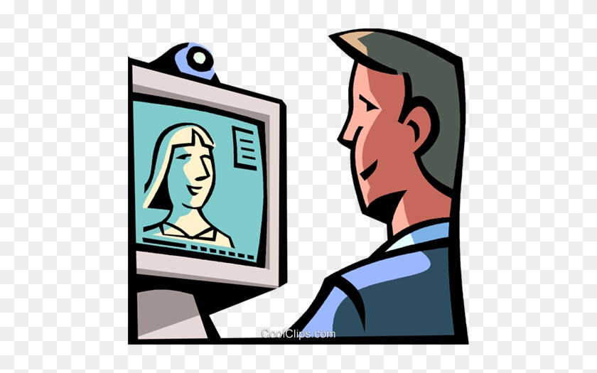 Video Meeting Over The Computers Royalty Free Vector - Cartoon #1747218