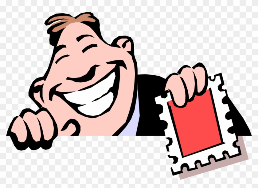 Vector Illustration Of Smiling Businessman With Postage - Vector Illustration Of Smiling Businessman With Postage #1751064