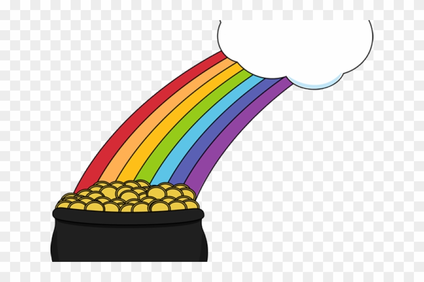 Golden Clipart St Patrick's Day - Rainbow Pot Of Gold Clipart #1753472