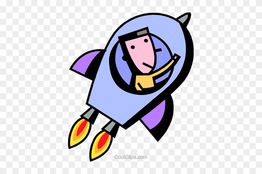 Man Flying In Rocket Royalty Free Vector Clip Art Illustration - Cartoon #1753728