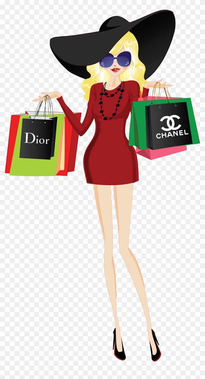 Shopping Girls Clip Art , Digital Paper,illustration, - Shopping Girls Clip Art , Digital Paper,illustration, #1759087