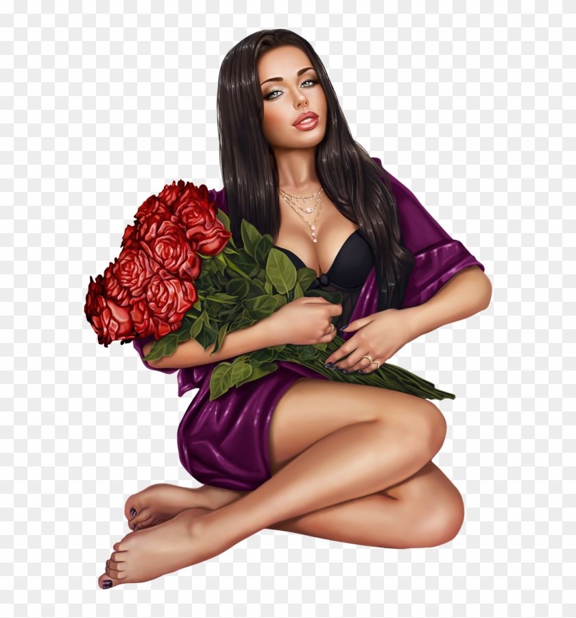 Ru Girl Illustrations, Illustration Girl, Rose Bouquet, - Милашки 3d Девушки Png #1760038