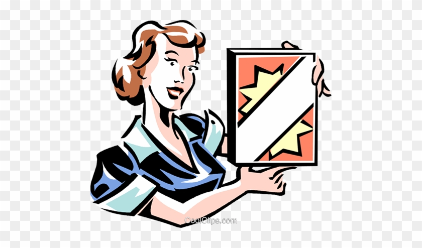 Woman With A Box Of Laundry Soap Royalty Free Vector - Ad Clipart #1760282