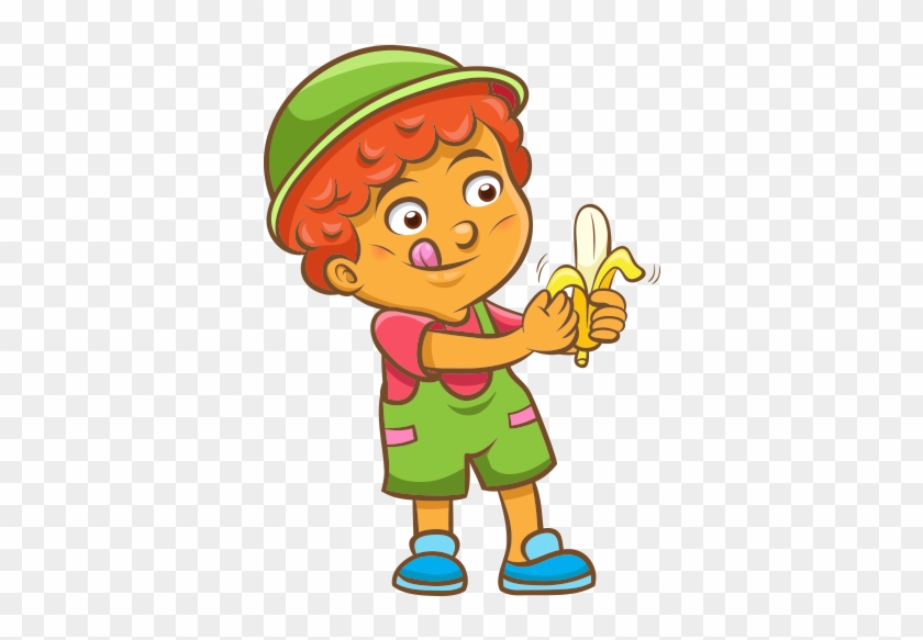 Clipart Muz Soyan Erkek Çocuk - 吃 香蕉 卡通 #1762191