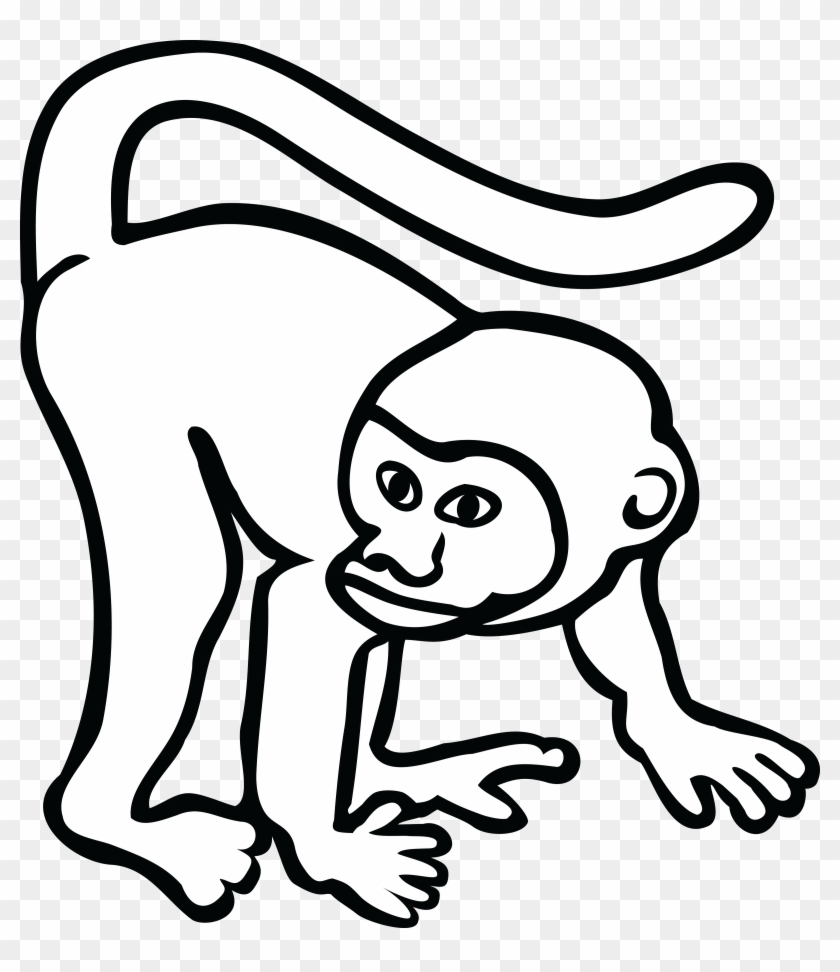 Free Clipart Of A Monkey - Gambar Monyet Hitam Putih #267962