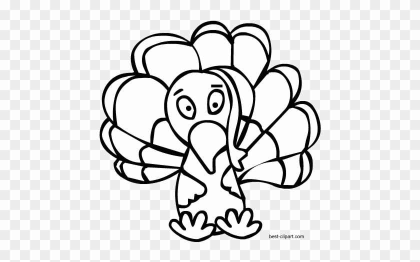 Free Black And White Cartoon Turkey Clip Art - Cartoon #268551
