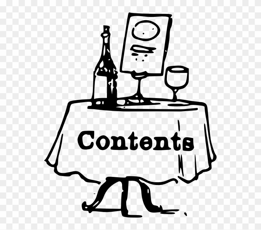 Contents On A Table Black White Line Art 555px - Table Of Content Clipart #269336