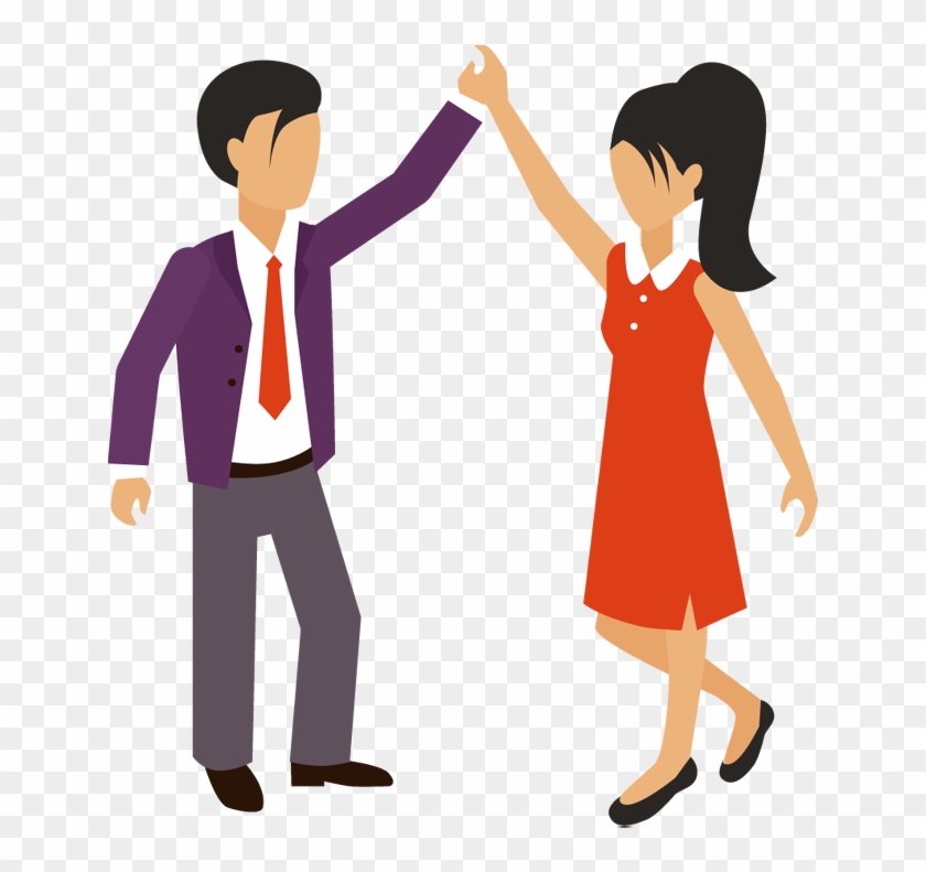 Cartoon Business Man And Woman Hand Giving High Five - Clip Art #47149