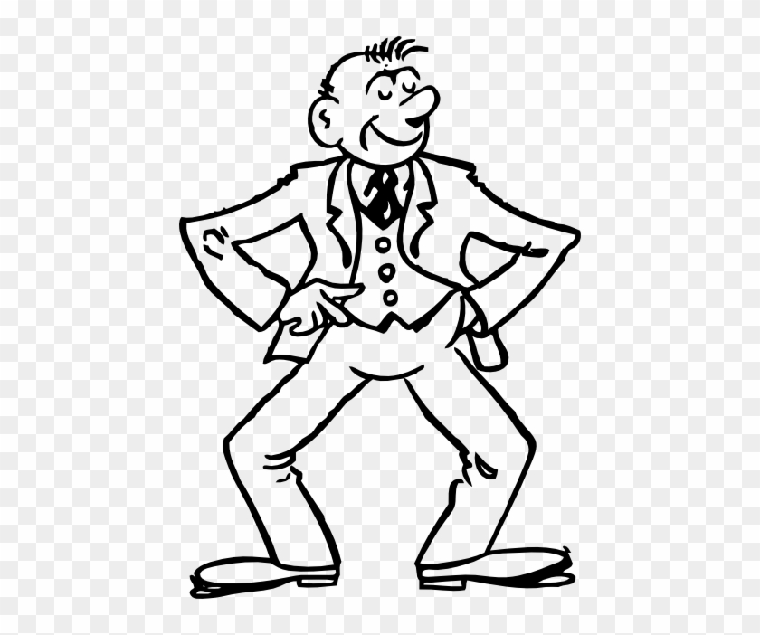 Man - In - Suit - Standing - Clip - Art - Man Cartoon Black And White #49640