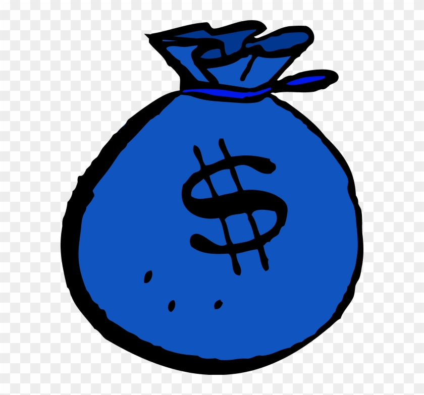 Money Bag Blue - Black And White Money Clipart #51090