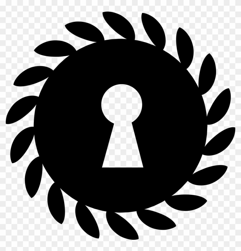 Keyhole Shape Inside A Circle With Leaves On The Border - Circle #271338