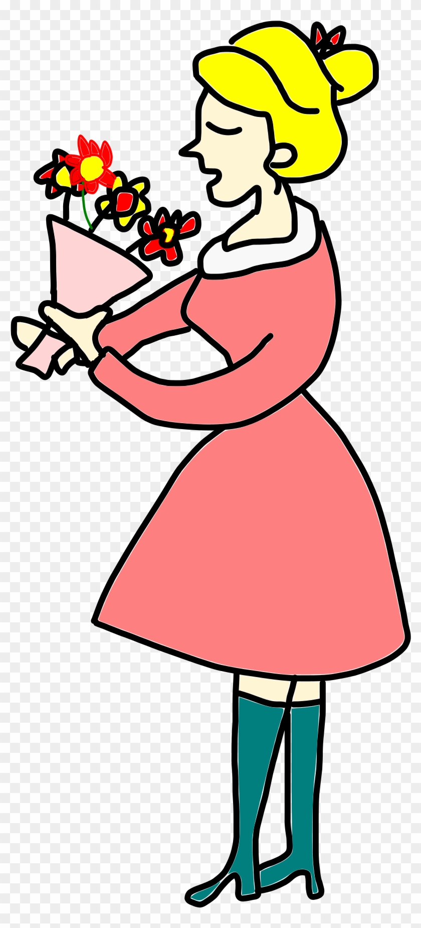 Smelling Clipart Girl Smelling Flowers Coolclips - Portable Network Graphics #273277