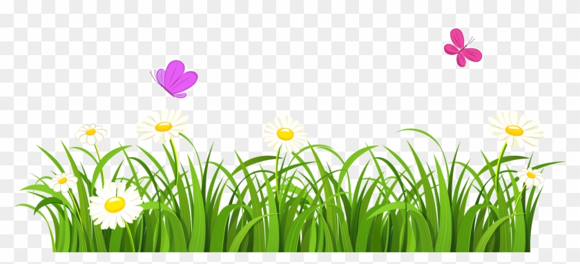 Grass And Butterflies Clipart - Grass And Flowers Clipart #274479