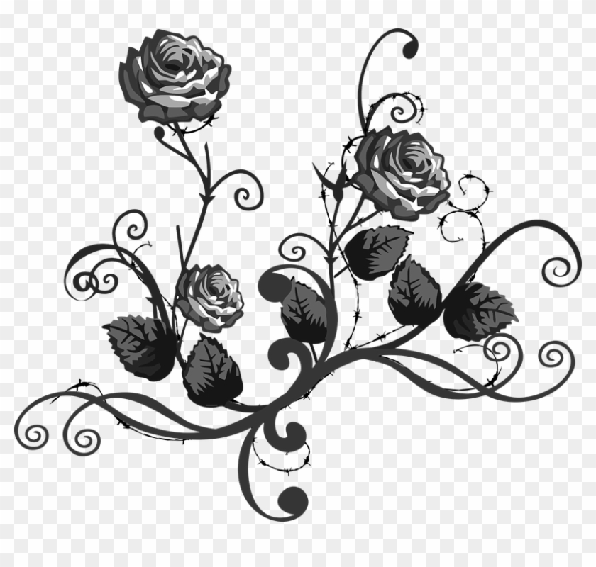 Elegant Wedding Cliparts - Flowers Transparent Clipart Black And White #274534